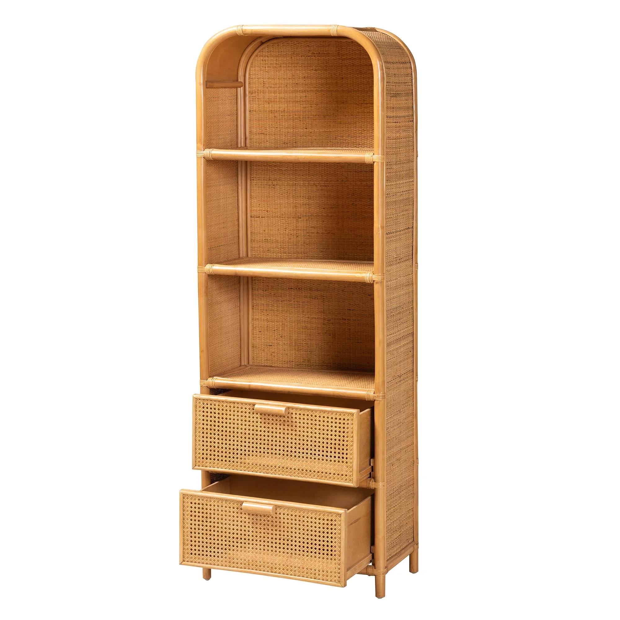 bali & pari Curacao Boho Bookcase, One Size, Light honey