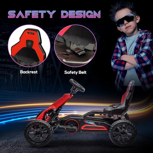 Aosom 12V Electric Go Kart for Kids, Outdoor Ride-On Toy with Forward Backward Drive & Adjustable Speed, Gift for Child 3-8 Years Old, White
