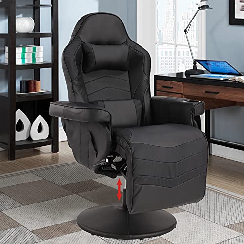 Massage Video Gaming Recliner Chair - Ergonomic Backrest & Seat Height Adjustment Swivel Recliner