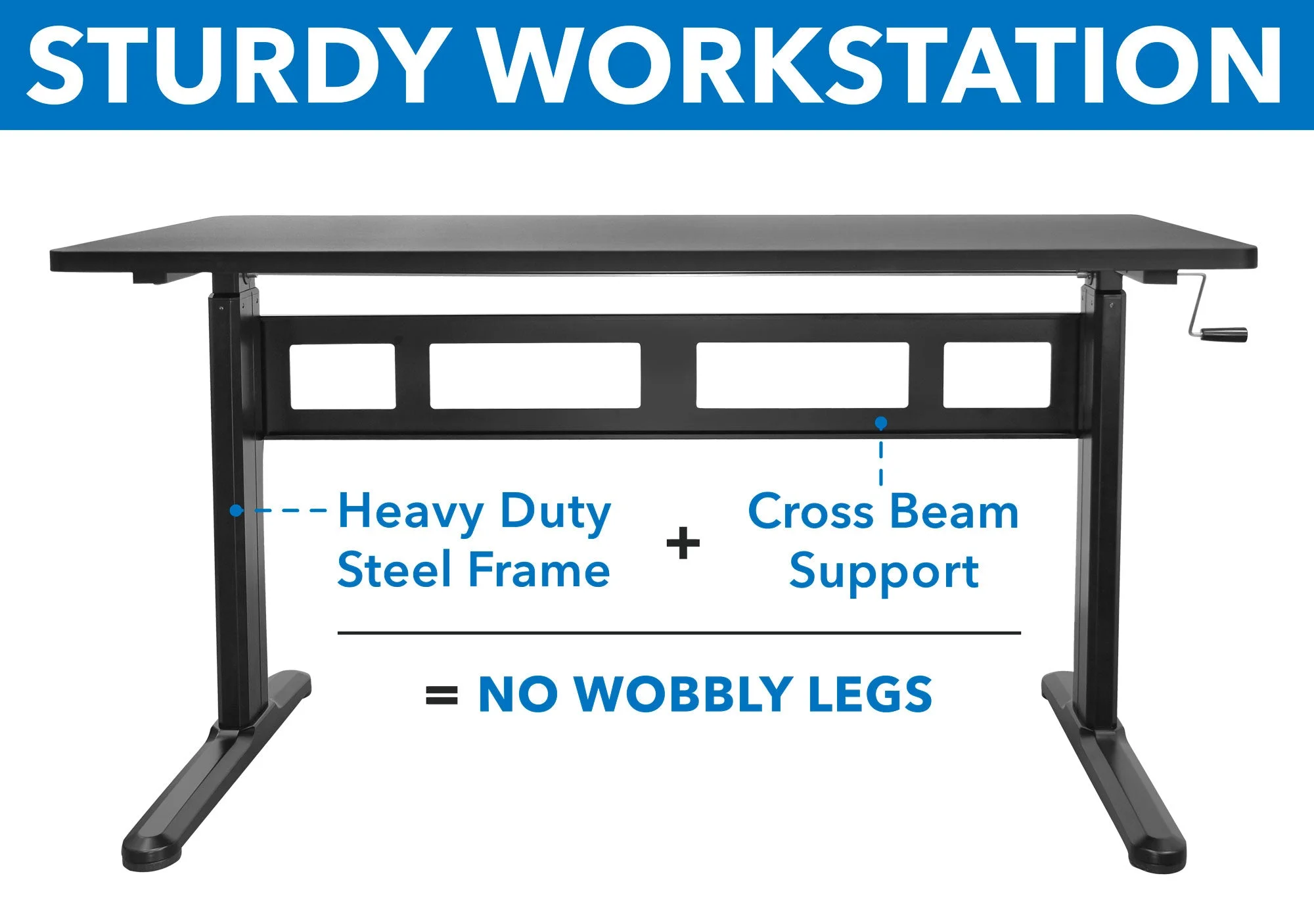 Mount-It! Hand Crank Sit-Stand Desk (Frame and Tabletop Included)