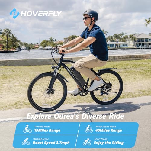 HOVERFLY OUREA 26" Electric Bike for Adults, 750W Peak Motor Mountain Ebike, 20MPH Up to 40 Miles, UL2849 Certified, 7-Speed, Removable Battery