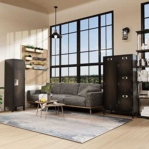 MIIIKO Steel Cabinet Wardrobe, Metal Locker Cabinet with Hanging Rod, Metal Clothing Locker Storage for Home, Office, Garage and Changing Room