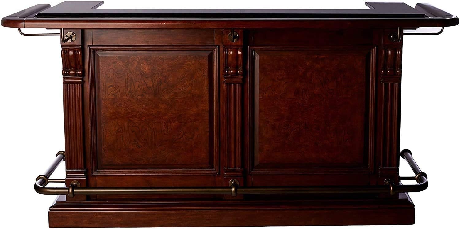 Howard Miller Cheers Bar 693-027 – Hampton Cherry Finish, Lightly Distressed, Home Basement Bar, Locking Door, 25 Wine Bottle Storage