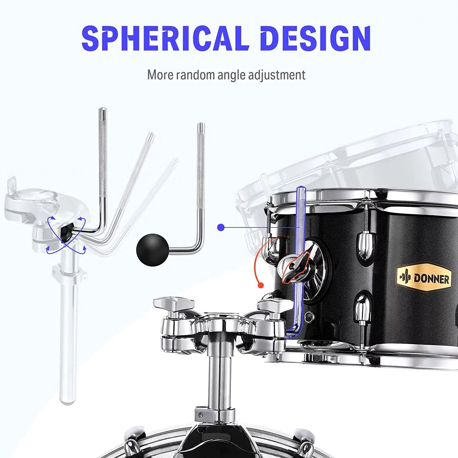 Donner Drum Set Adult with Silent System, 5-Piece Full Size Professional Drum Kit Black - Curated Treasures Market