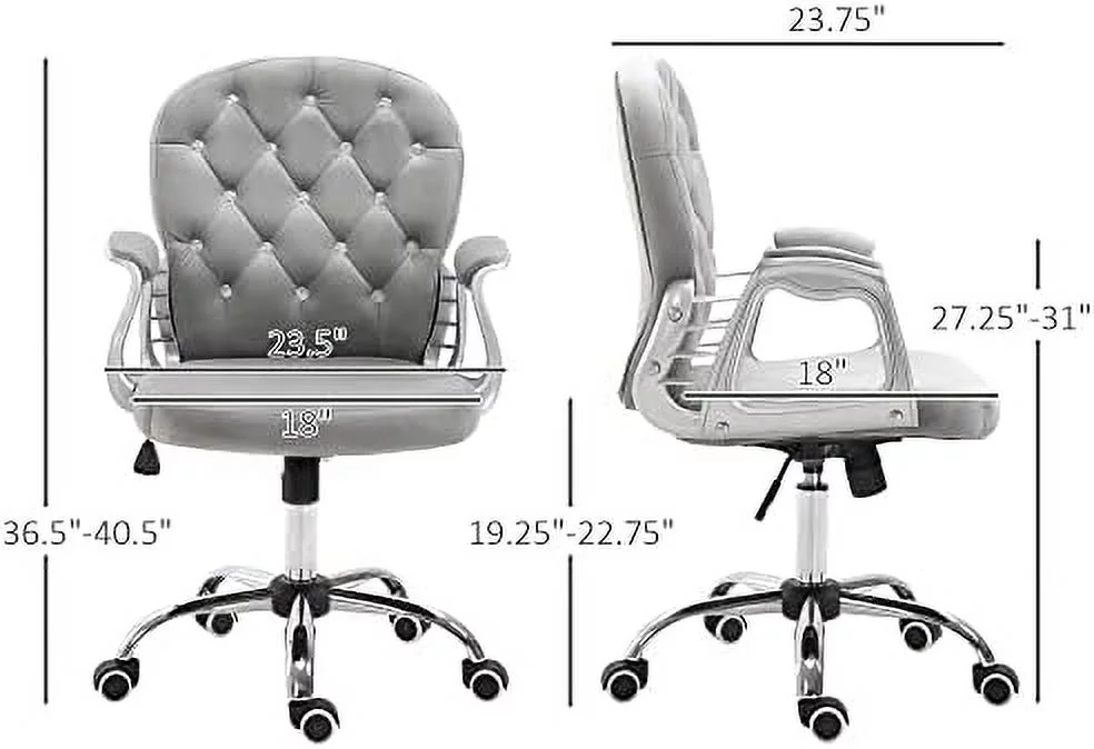 RUNFAYBIU Velvet Home Office Chair  Button Tufted Desk Chair with Padded Armrests  Adjustable Height and Swivel Wheels  Pink