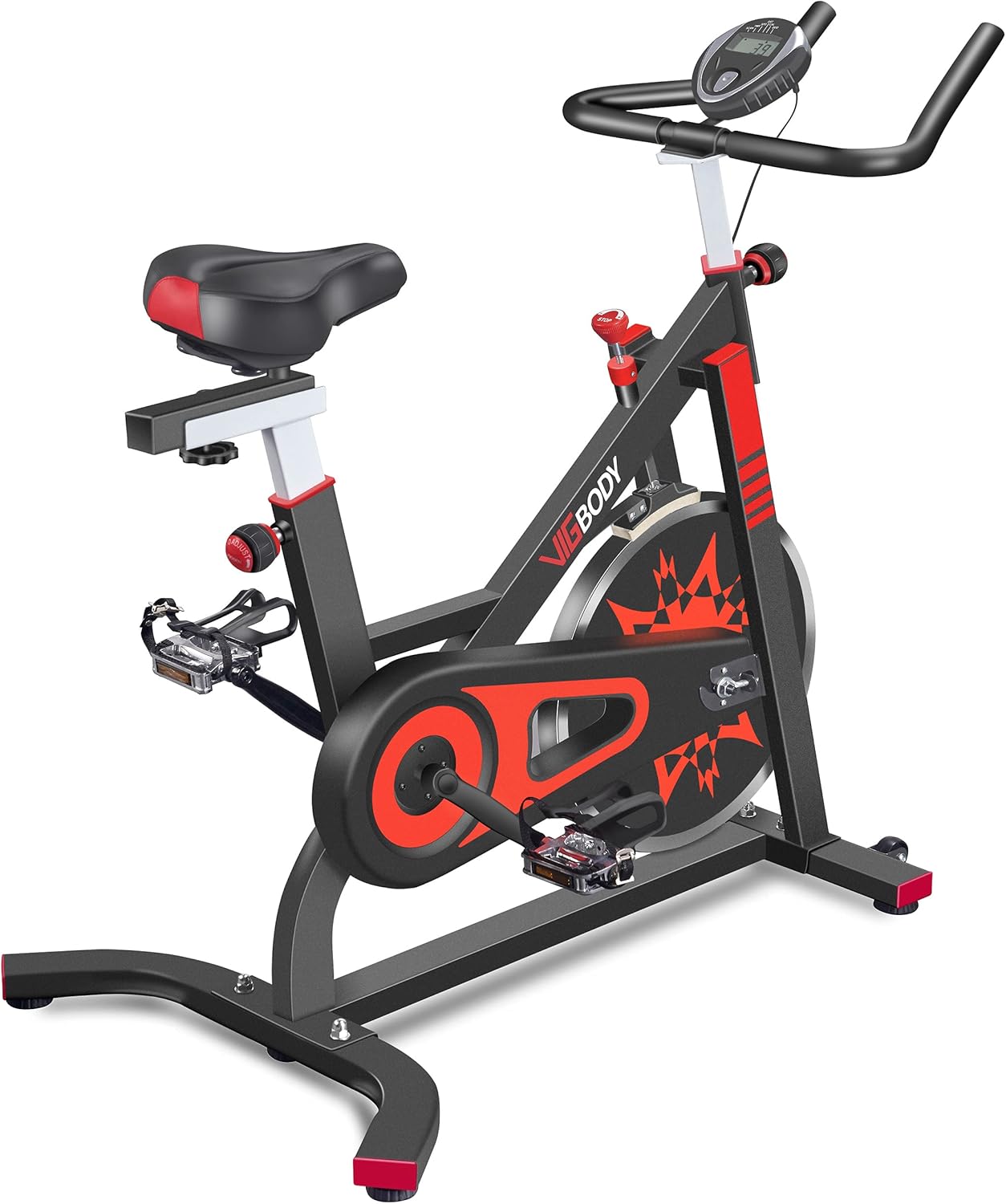 VIGBODY Exercise Bike Indoor Cycling Bicycle Stationary Bikes Cardio Workout Machine Upright Bike Belt Drive Home Gym