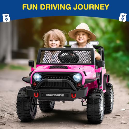 L8 2 Seater Ride On Car, 12V Kids Electric Car w/Remote Control, 4-Wheel Suspension, Bluetooth Speaker, Multi Music Modes, 3 Speeds, LED Lights