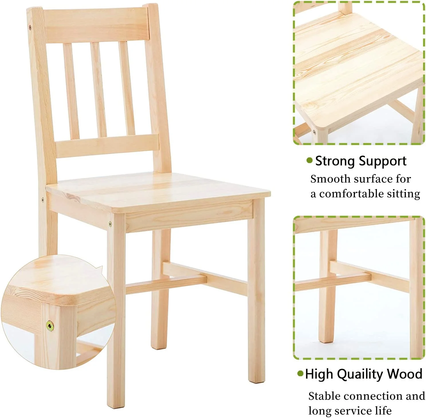 RUNFAYBIU Dining Table Set for 4  Pine Wood Kitchen Table and Chairs for Dining Room Table Set for Small Space Wood Kitchen Dinette Table with 4