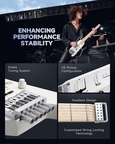 Donner HUSH-X Electric Guitar Kit - Featherlight Travel Guitar with Easy Assemble Stands, Great for Travel and Practice, Mahogany Solid Body, Gig Bag