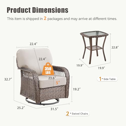 7 Pieces Outdoor Furniture Set with Swivel Chairs