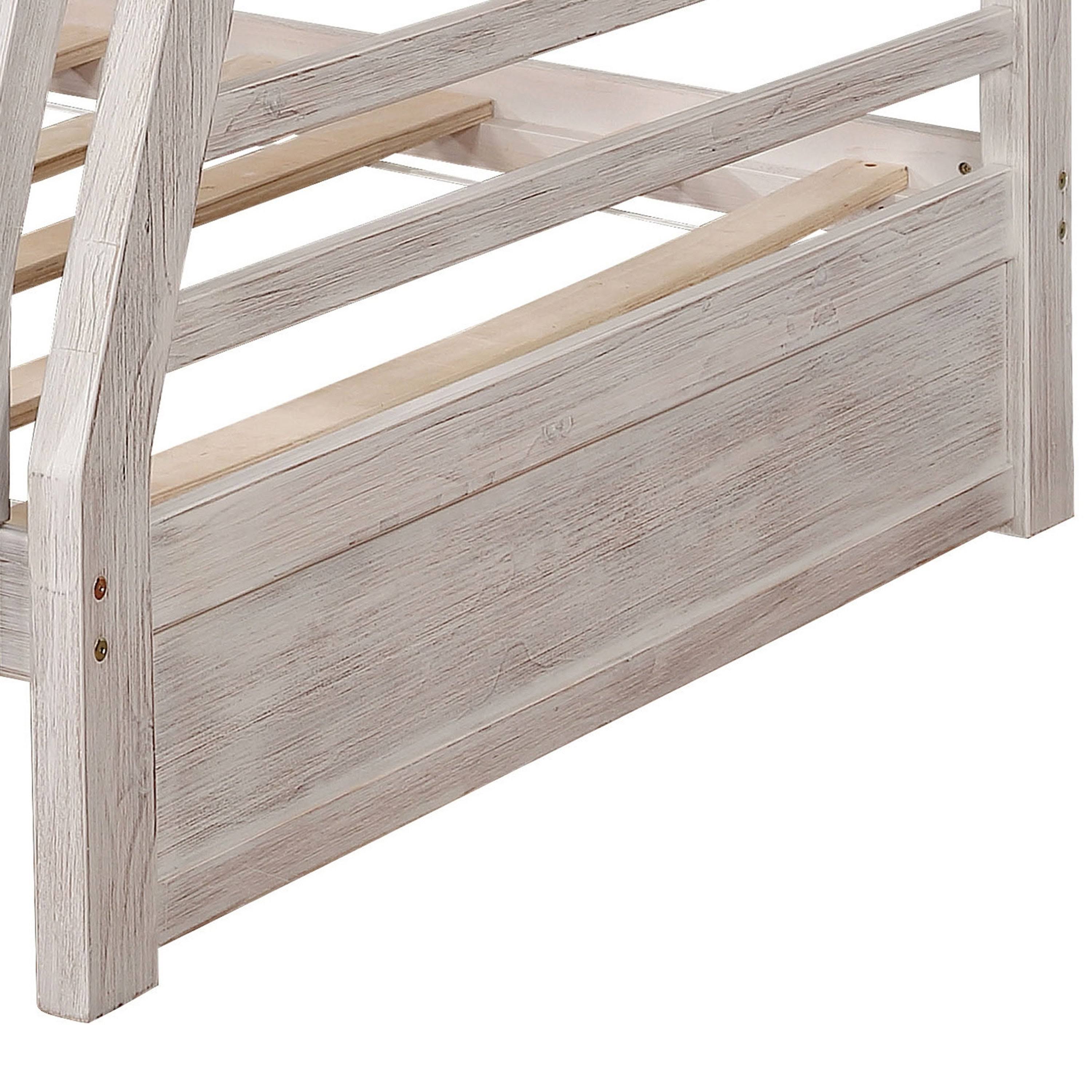Furniture of America Cude Modern Twin/Full Solid Wood Bunk Bed Set - Dark Walnut
