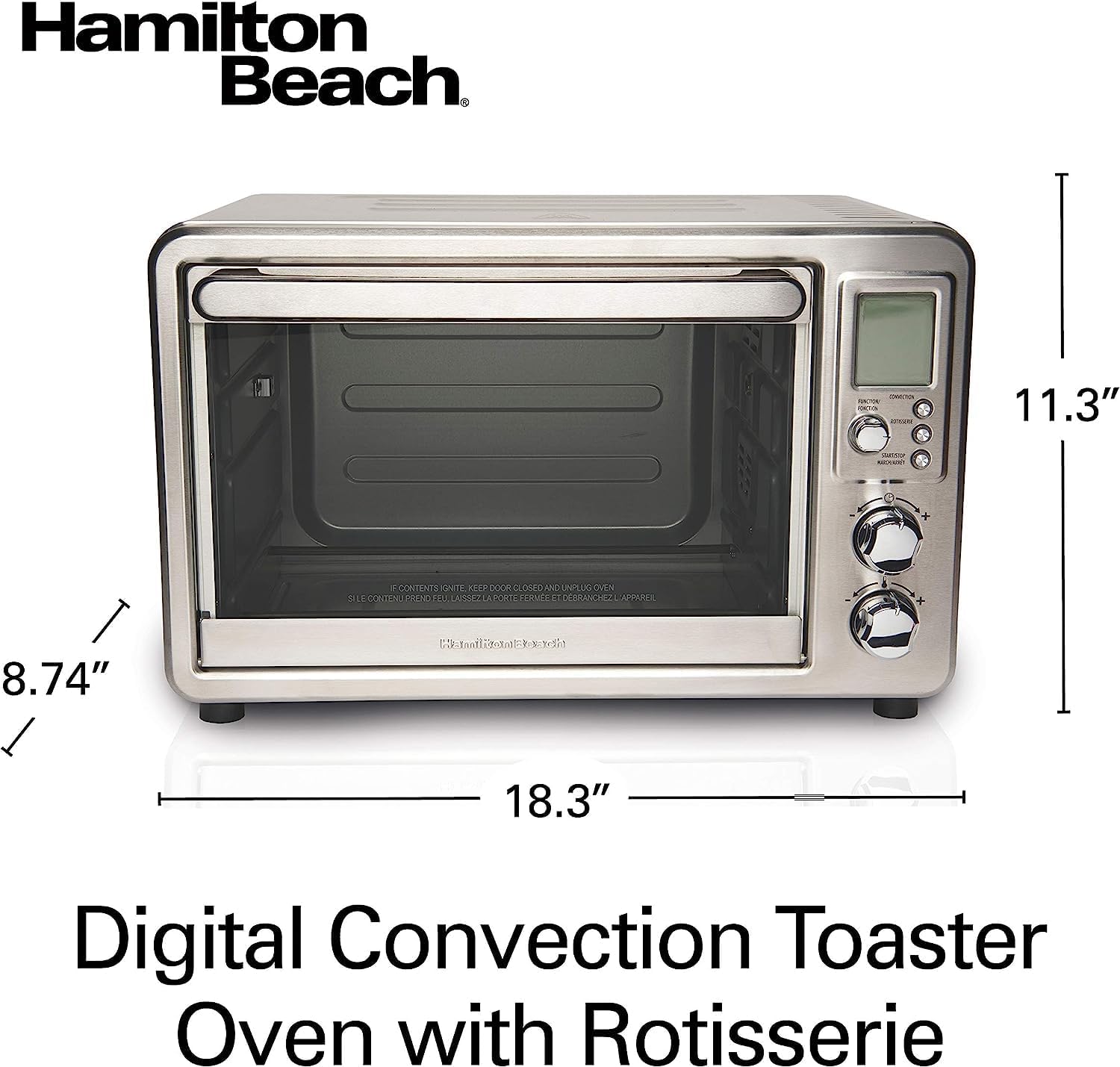 Hamilton Beach Sure-Crisp Digital Air Fryer Toaster Oven with Rotisserie | 31193