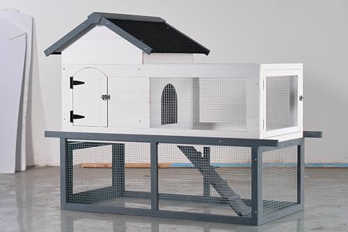 122" Large Chicken Coop with Run,Outdoor Chicken Run W/Nesting Box & Perch,Wooden Hen House W/Ramp & Sliding Trays