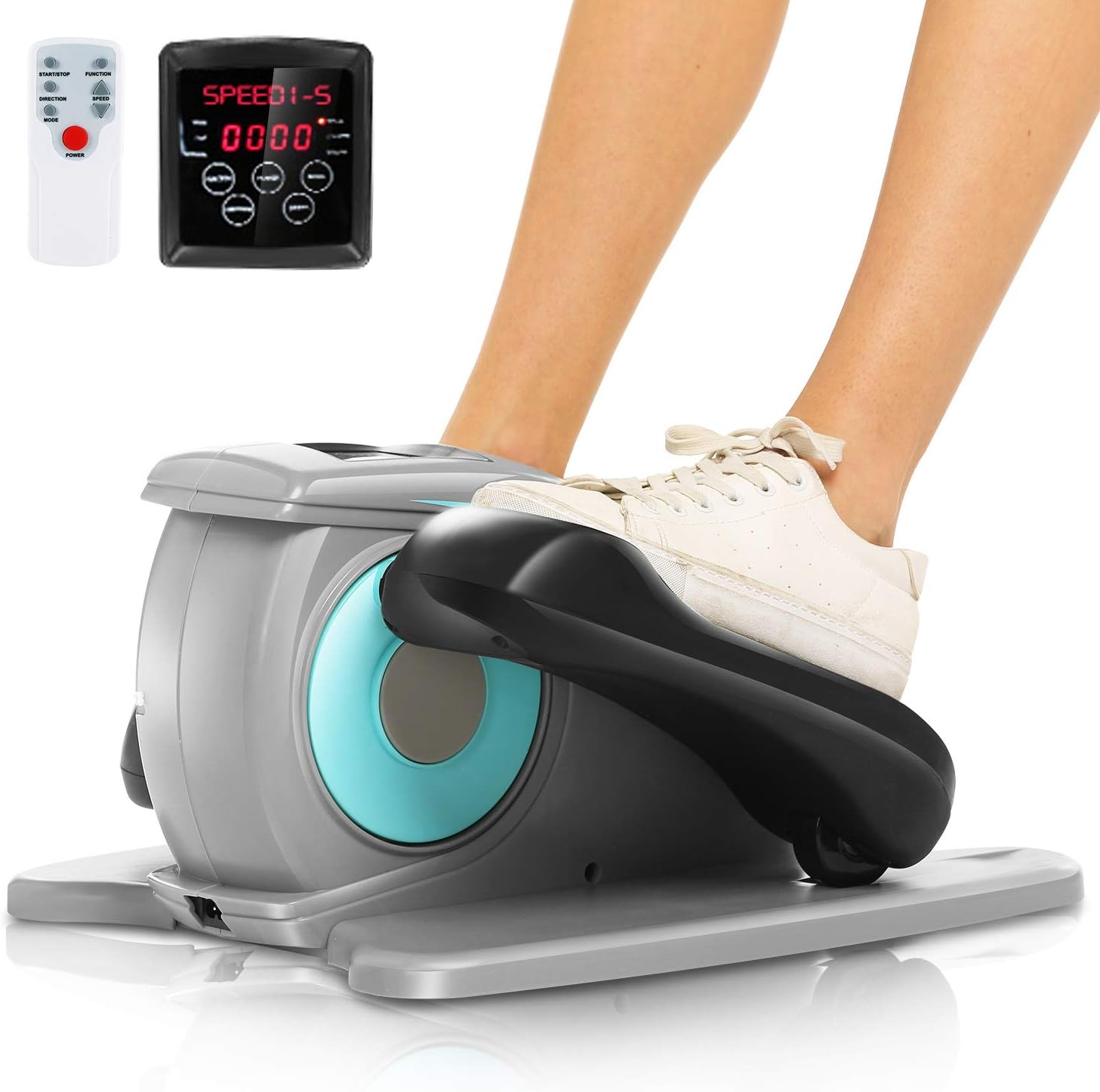 ANCHEER Under Desk Electric Mini Elliptical Machine, Remote Control Portable Exercise Elliptical Trainer with Large Pedal