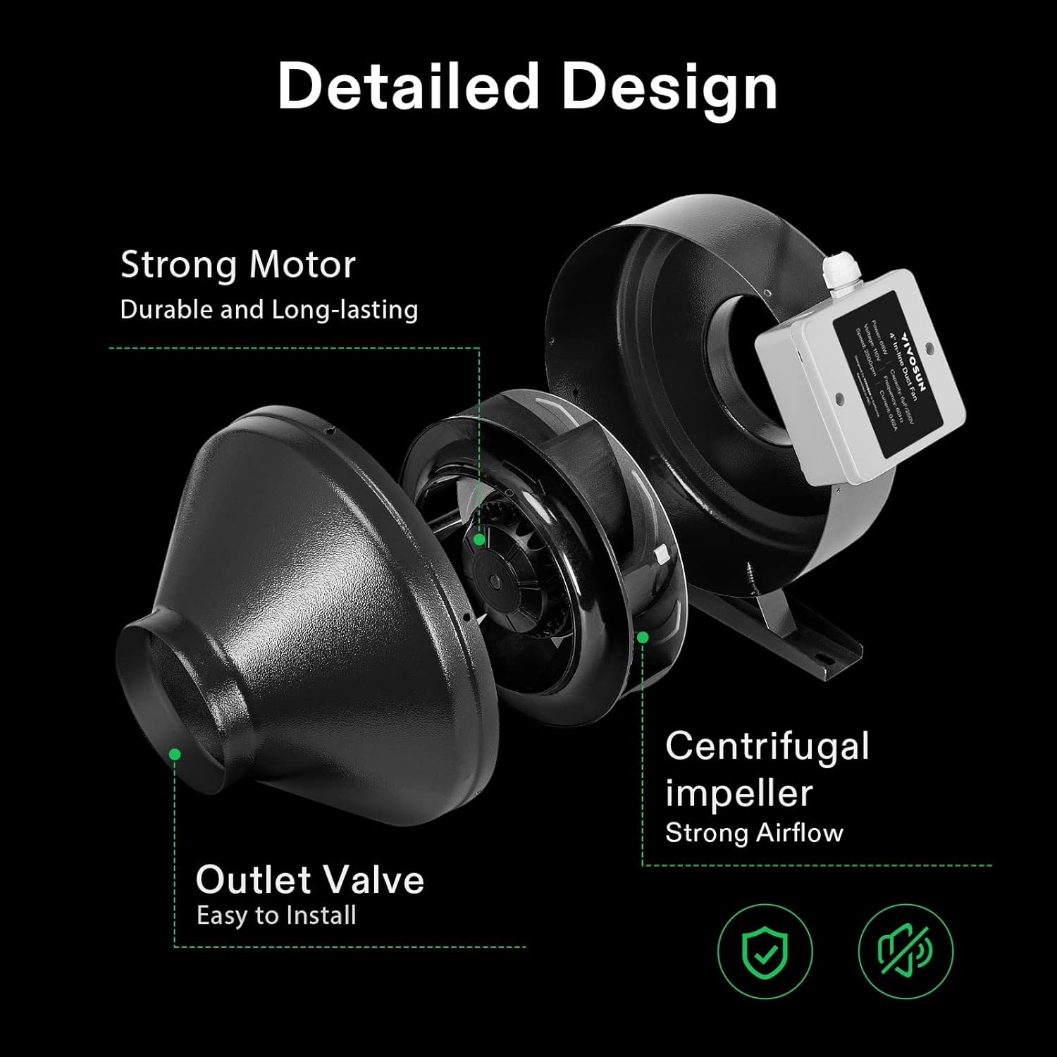 VIVOSUN Air Filtration Kit: 4 Inch 203 CFM Inline Fan with Speed Controller, 4'' Carbon Filter and 8 Feet of Ducting Combo