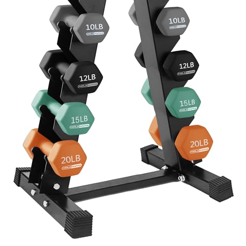 HolaHatha Neoprene Dumbbell Free Hand Weight Set with Rack, Ideal for Home Exercises to Gain Tone and Definition