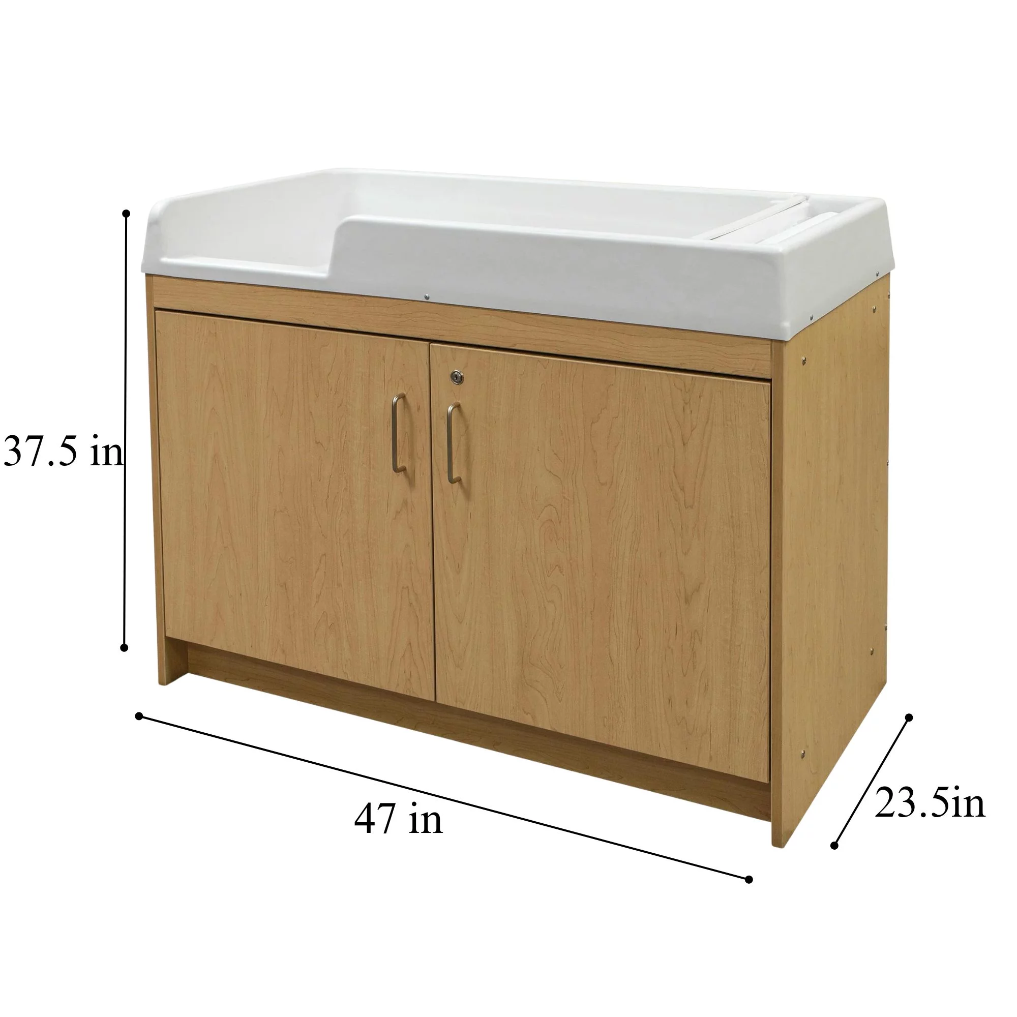 Tot Mate Baby Changing Table with Storage Cupboard, Nursery Furniture, Maple Wood,