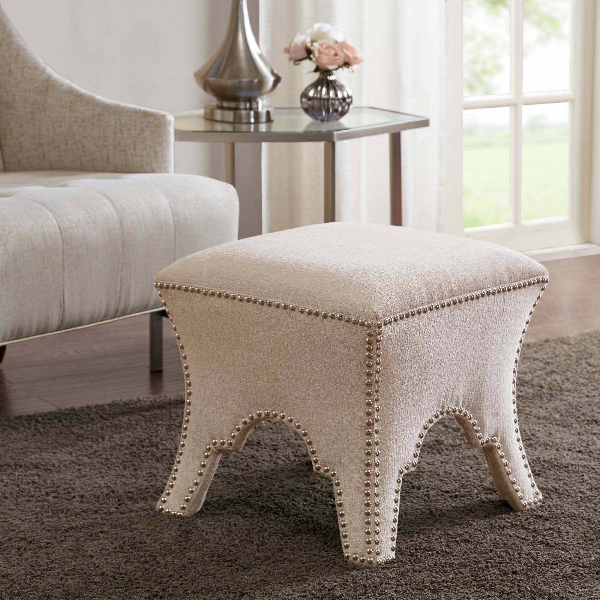 Madison Park Cream Eliza Ottoman