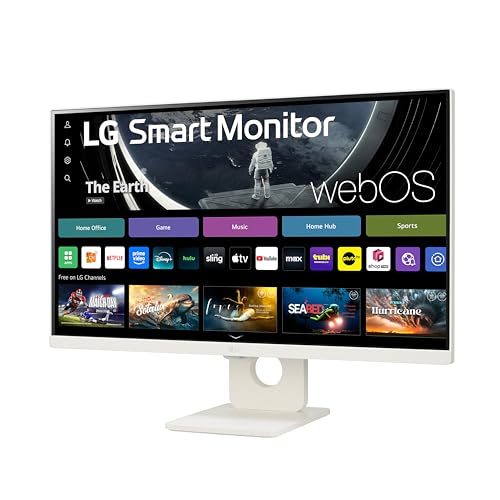 LG 27SR50F-W Smart Monitor 27-Inch FHD (1920x1080) IPS Display, webOS 23, HDR 10, x2 Built-in Speakers, AirPlay 2, Screen Share, Bluetooth, ThinQ App