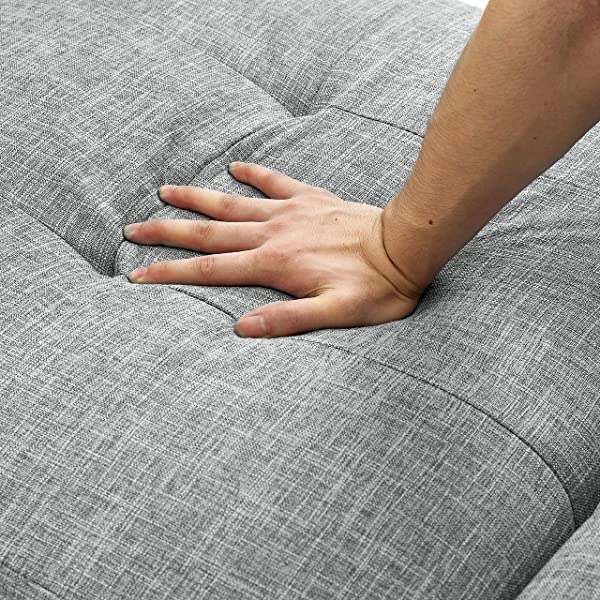 4-in-1 Sleeper Sofa Bed, HABITRIO Solid Wood Frame Polyester Upholstered Seating Couch w/A Pillow, Work As Ottoman, Single Chair