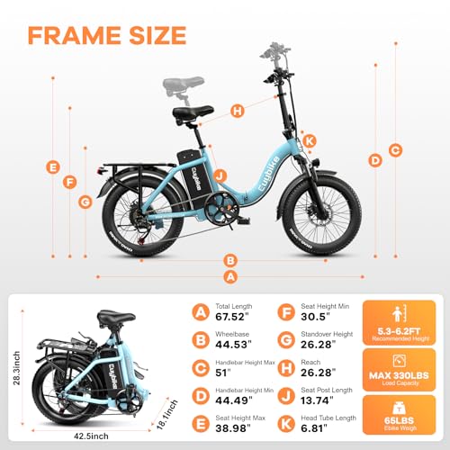 Folding Electric Bike for Adults with Peak 1000W Motor, 48V 20AH Battery up to 30MPH 80 Miles, 20" Fat Tire All Terrain Ebike