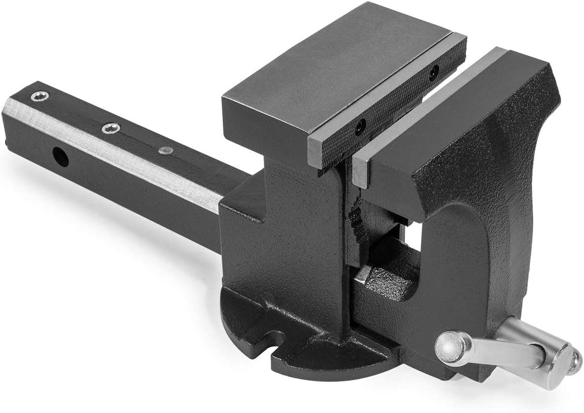 Stark 2-in-1 Tow Hitch Truck Vise 6" Bench Vise Fits 2" Hitch Receiver w/Built-in Bench Mount Trailer, Grey