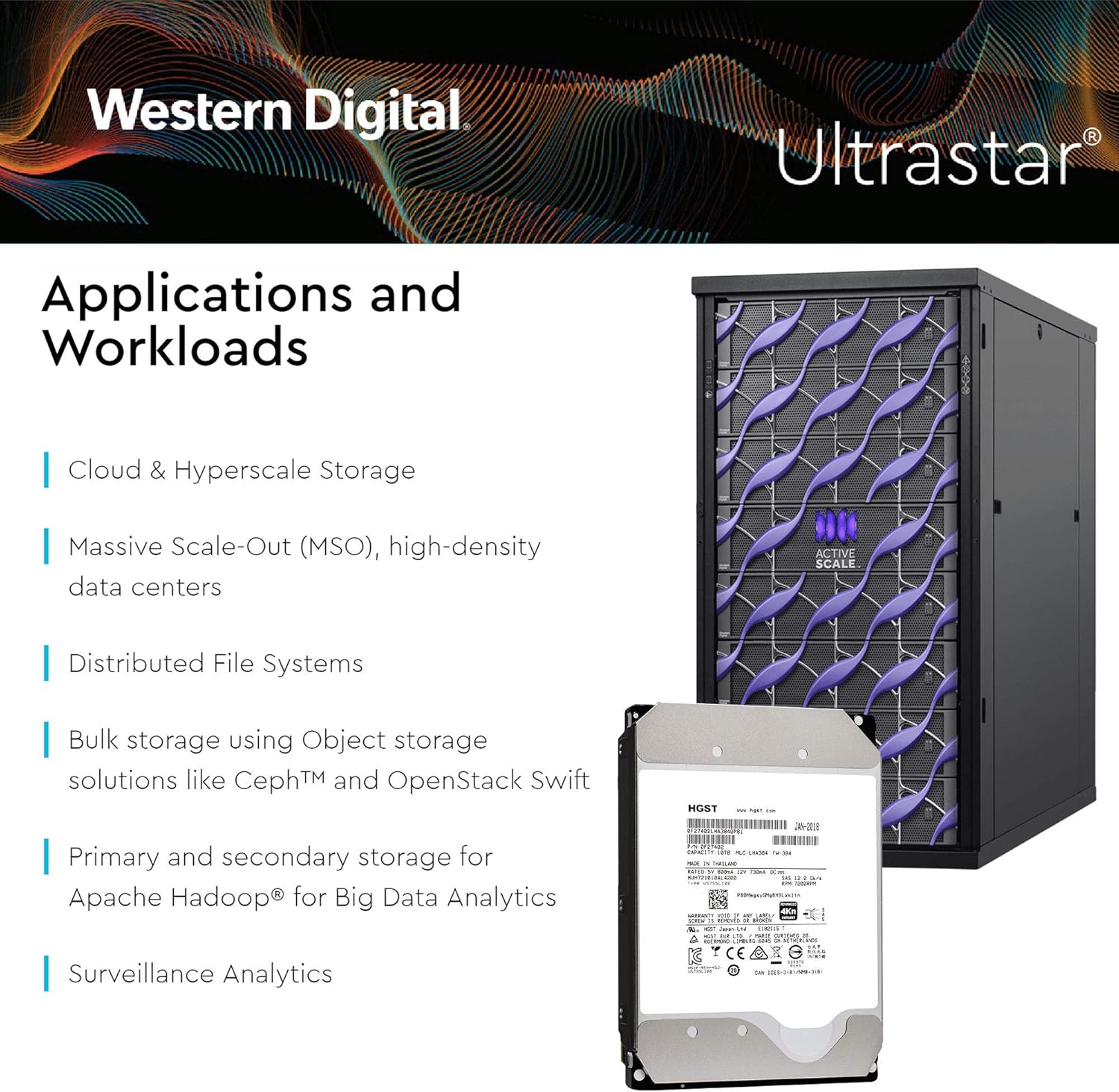 HGST Ultrastar He10 10TB 7200 RPM 4Kn SAS 12Gb/s 256MB Cache 3.5-Inch ISE Enterprise Hard Drive - HUH721010AL4200 (0F27402)