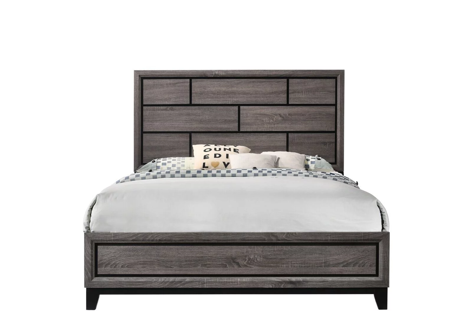 Contemporary Style 3pc Full Size Panel Bed and 2x Nightstands Bedroom Furniture Set Gray Finish