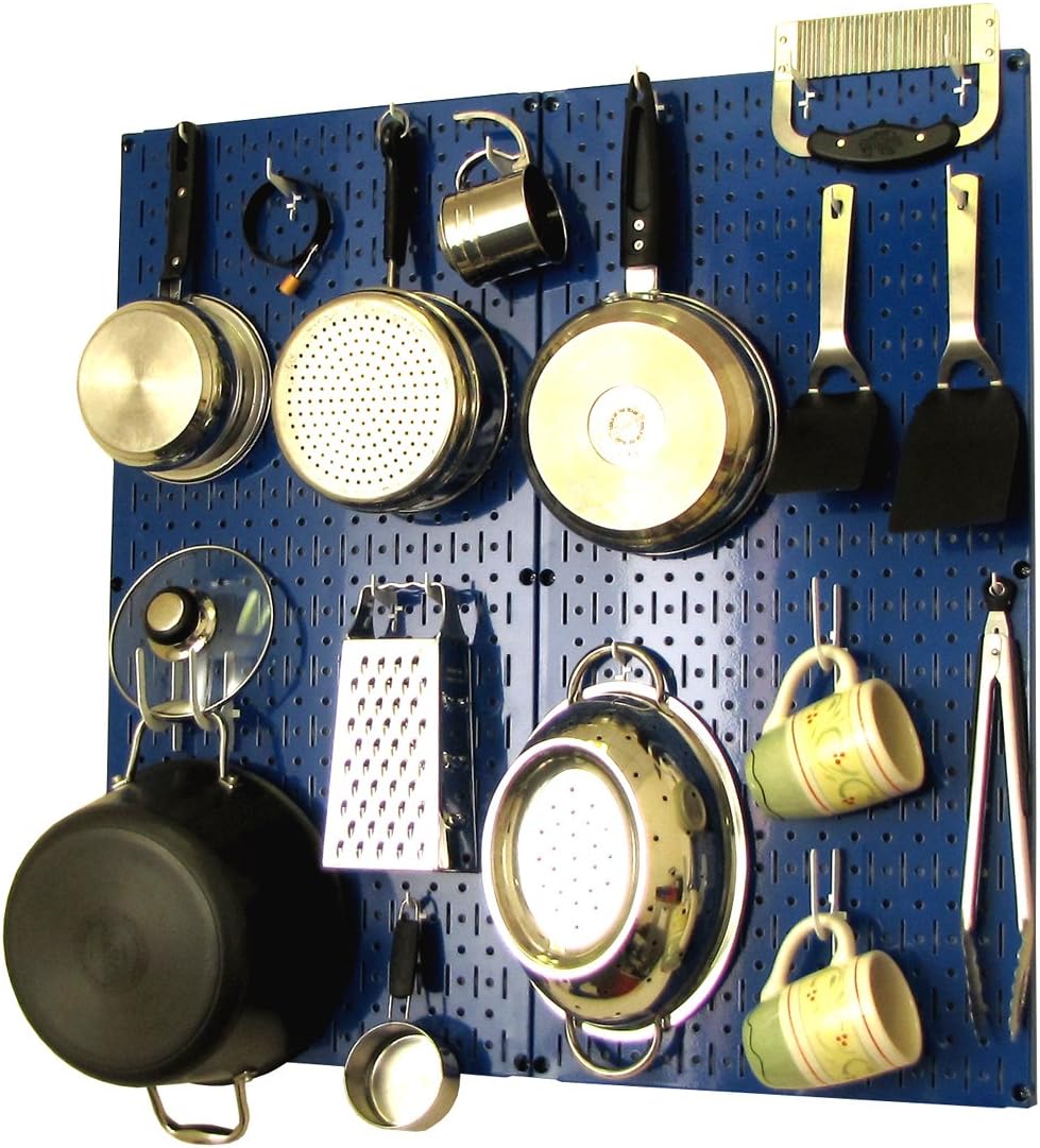 Wall Control Kitchen Pegboard Organizer Pots and Pans Pegboard Pack Storage and Organization Kit with White Pegboard and White Accessories Pack of 2