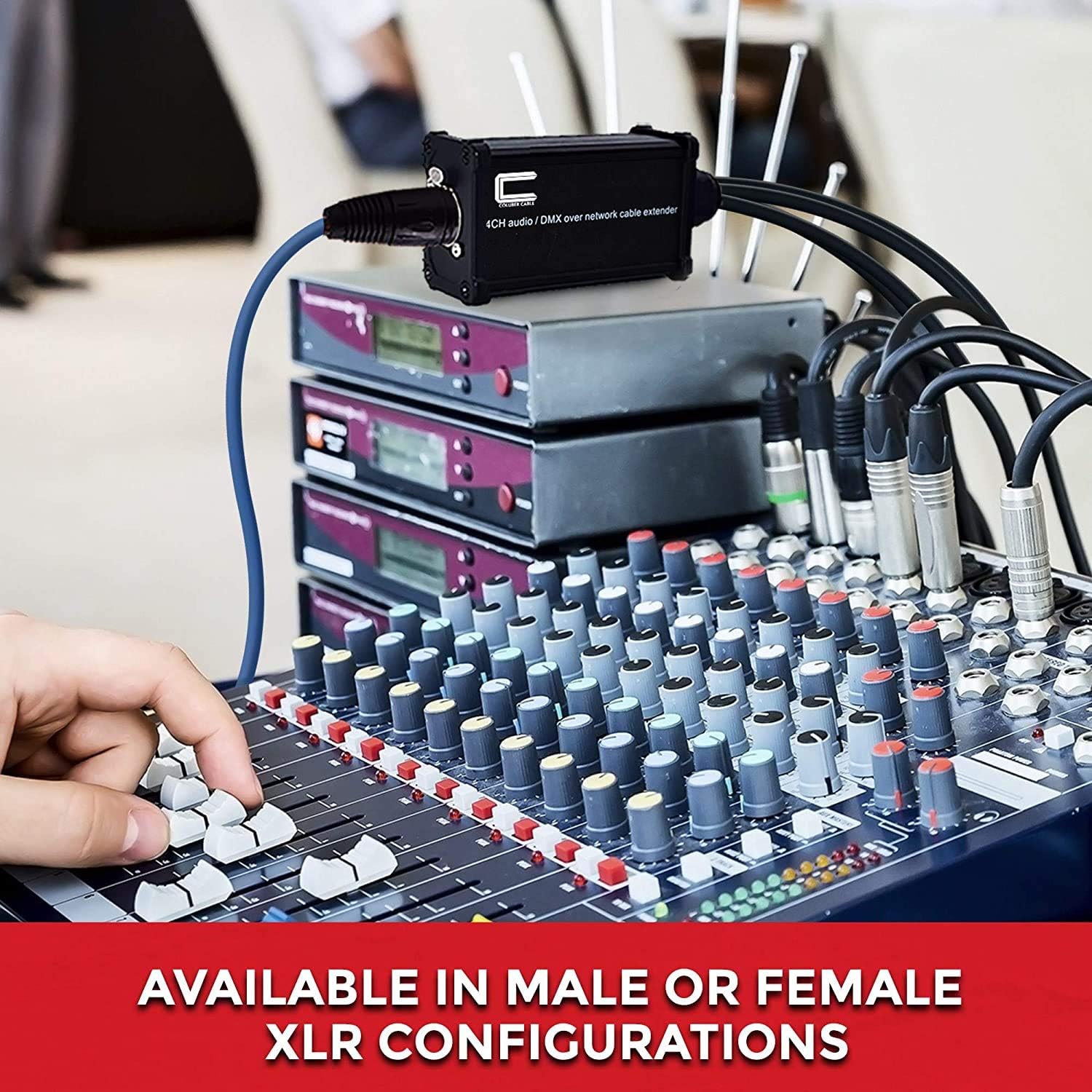 XLR Over Cat5 4 Channel 3-Pin Male Female to Single Ethernet - XLR, AES, DMX Over RJ45 Cat5/Cat6 Audio Over Ethernet Multi Network Snake Receiver