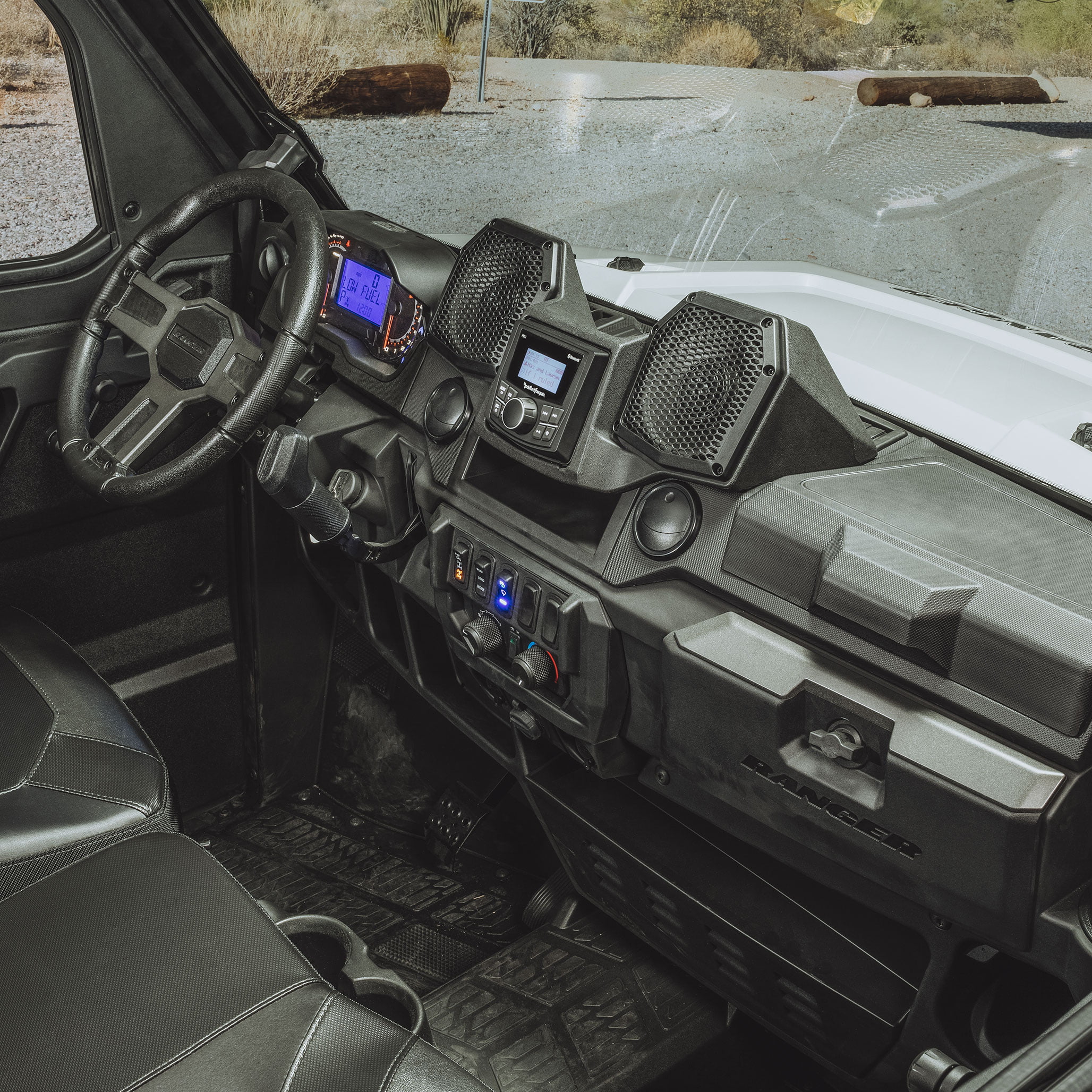 Rockford Fosgate RNGR18-STG1 Audio Kit: All-In-One Dash Housing Pre-installed with PMX-1 Receiver and 5.25" Speakers for Select Polaris Ranger Models
