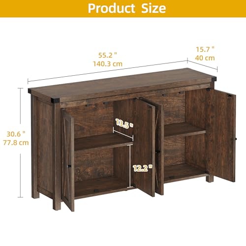 DWVO 55'' Sideboard Buffet Cabinet with Storage, Farmhouse Kitchen Storage Cabinet with Doors