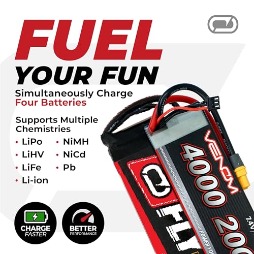 Venom Power - Pro Quad LiPo Battery Fast Charger with LCD Screen - 4 Ports at 100W Each