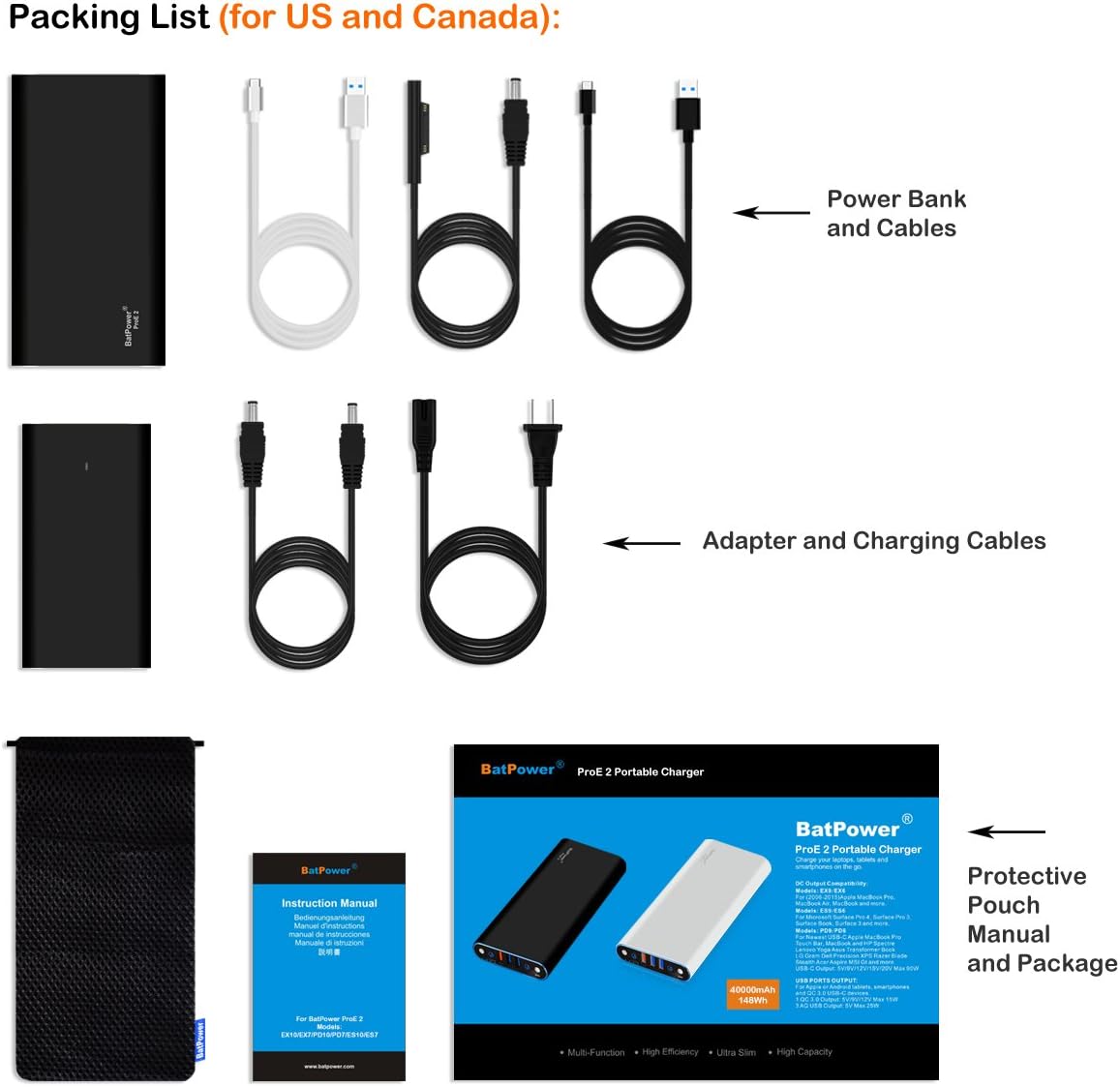 BatPower ProE 2 ES10B 148Wh MS Surface Power Bank for Surface Book 3 2 1 External Battery Surface Laptop 4 3 2 1 Surface Pro X 8 7 6 5 4 3 Go