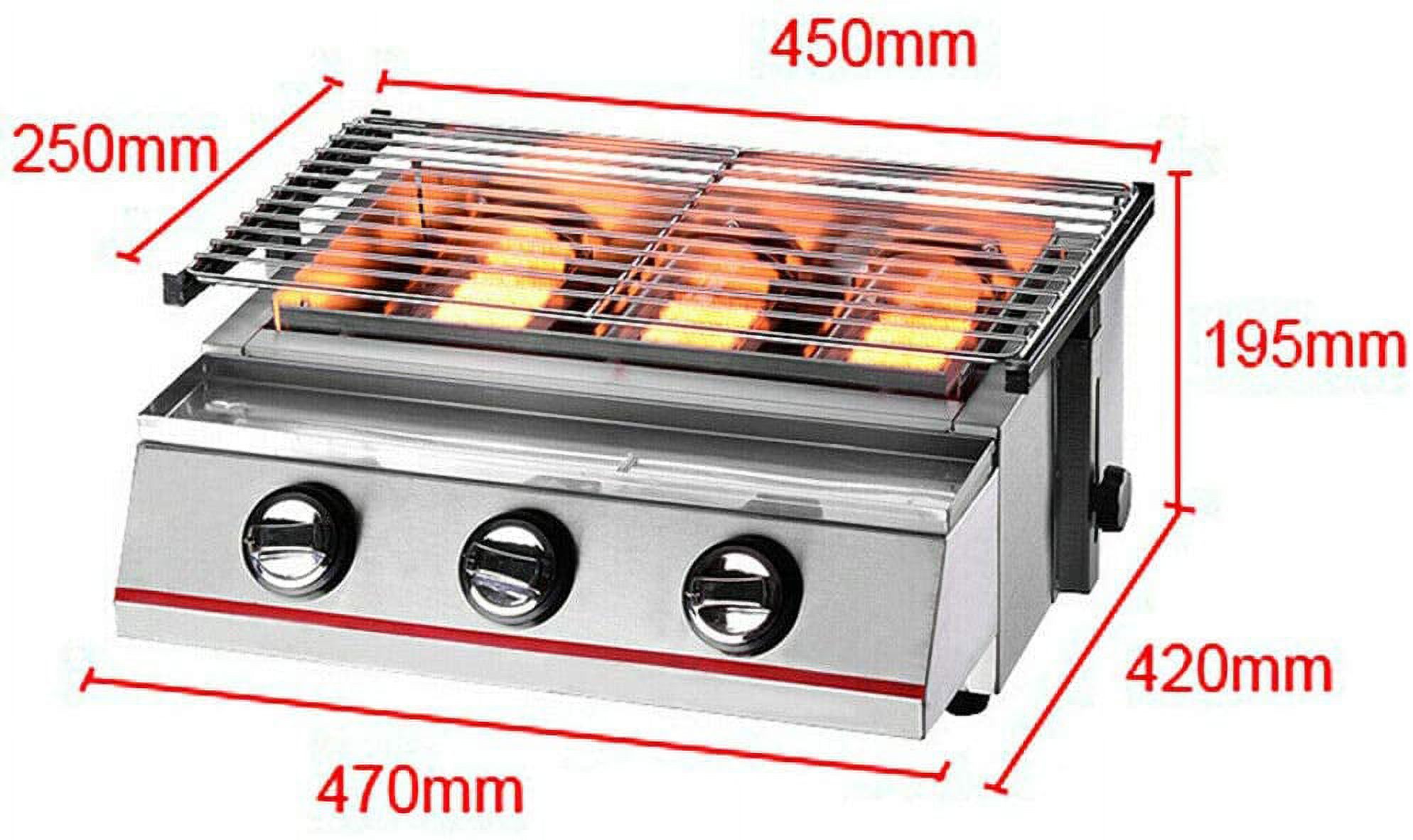 Oukaning Outdoor Portable Barbecue Grill 3-Burner Gas Grill Cooker Stainless Steel 2800Pa
