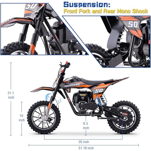 Superrio 49CC 2-Stroke Gas Power Mini Dirt Bike Dirt Off Road Motorcycle (Red)
