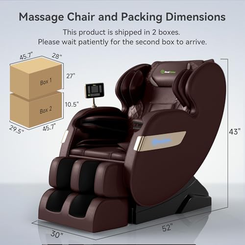 Real Relax 2025 Dual Core S Track Massage Chair,Full Body Airbags Massage Recliner,Zero Gravity with APP and LCD Control,Lower Back and Calf Heating