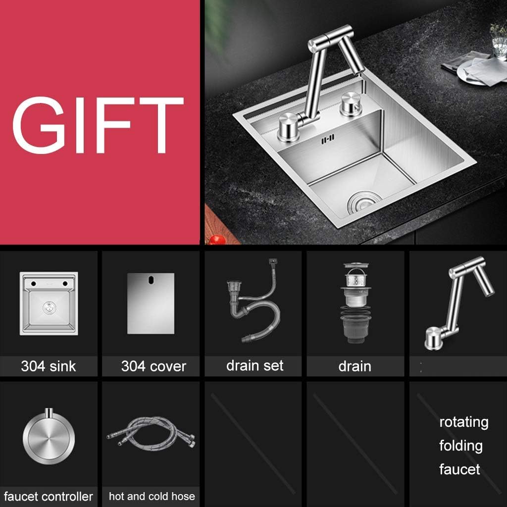 Stainless Steel Sink Hidden Kitchen Sink Sink On Bar Counter Sink with Folding Faucet Can Be Installed Under Counter