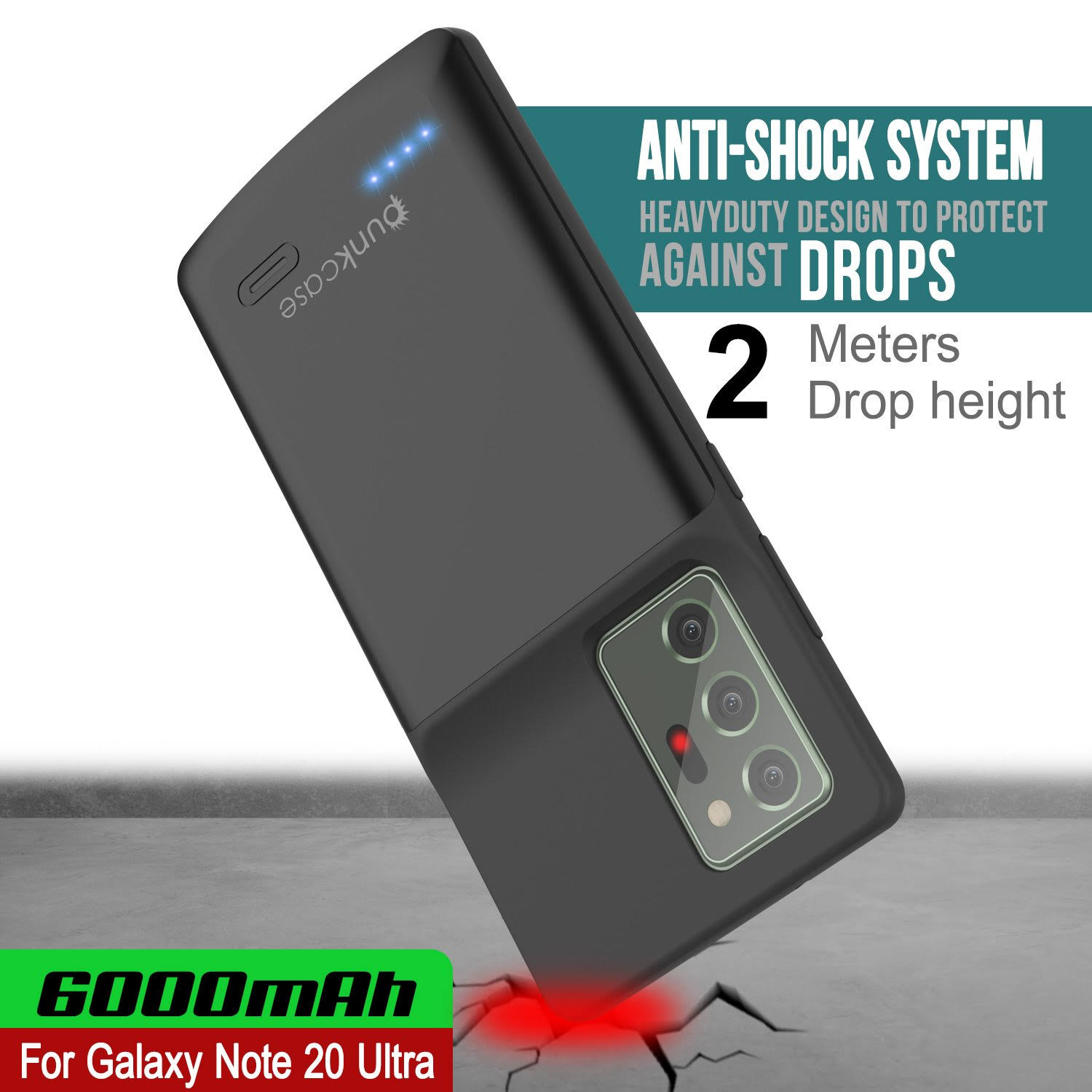 Punkcase Galaxy Note 20 Ultra 6000mAh Battery Charger Slim Case [Black] - Black