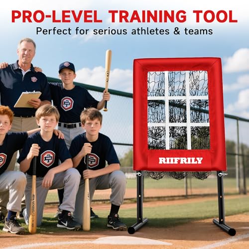 Heavy-Duty 9 Hole Baseball Pitching Net with Pitching Target Pockets, Regulation Size Strike Zone
