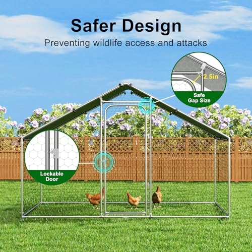Large Metal Chicken Coop with Waterproof and UV-Resistant Cover