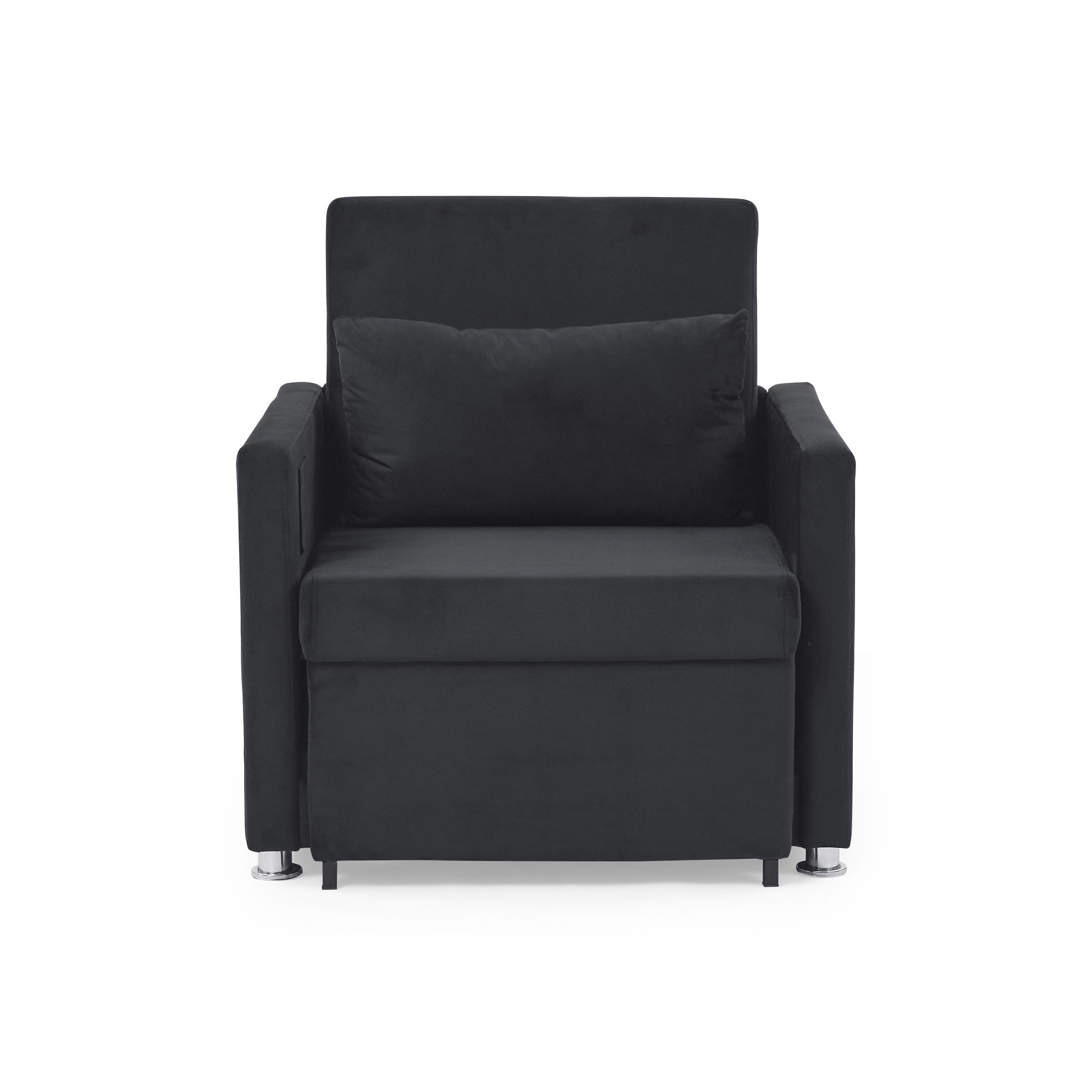 Sofa Bed Chair 2-in-1 Convertible Chair Bed, Lounger Sleeper Chair for Small Space with One Pillow, Black Velvet