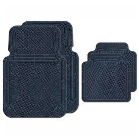 GoVets | Andersen Company Waterhog Car Mats with Classic Pattern, Large, Navy, Full Set of 4 - 3902610002070