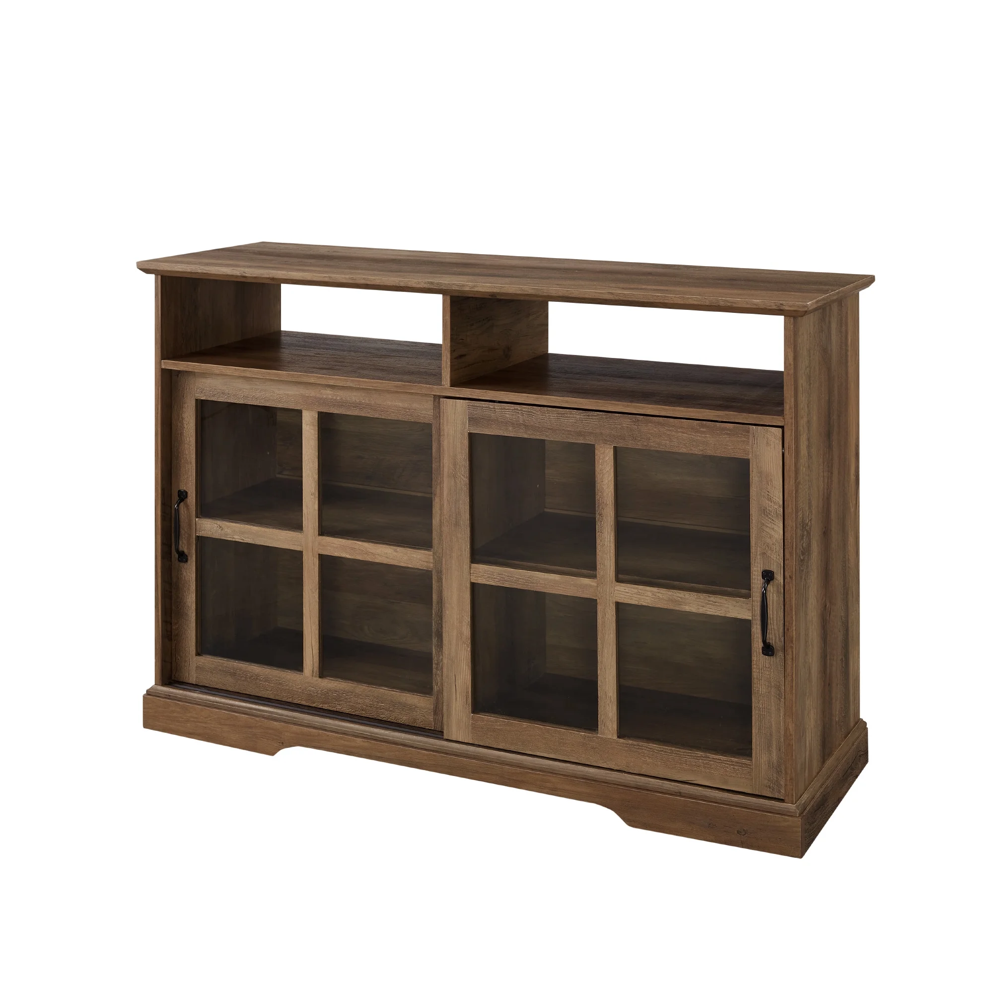 Walker Edison Farmhouse Sliding Glass Door TV Stand, Barnwood