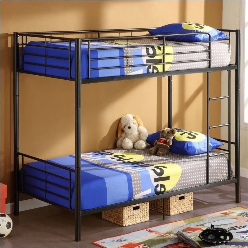 Pemberly Row Twin Over Twin Metal Bunk Bed in Black