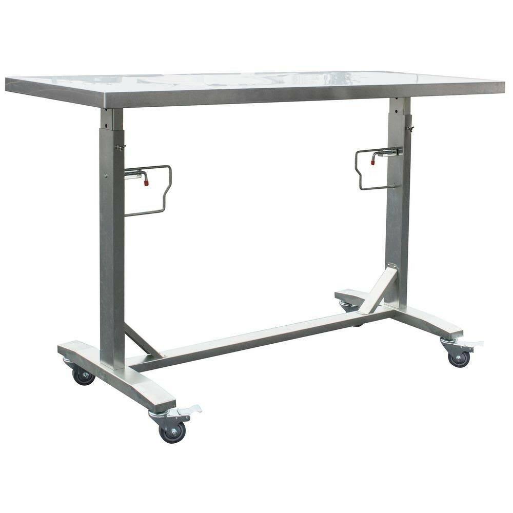 Sportsman Stainless Steel Adjustable Height Work Kitchen Utility Table with Locking Casters, Silver