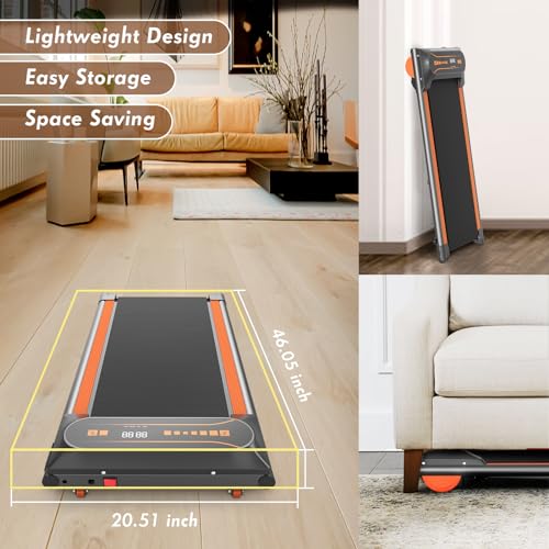 Under Desk Treadmill for Home Walking Pad Machine with LED Display and 12 Preset Programs Portable Treadmill Jogging Machine for Office Small Space