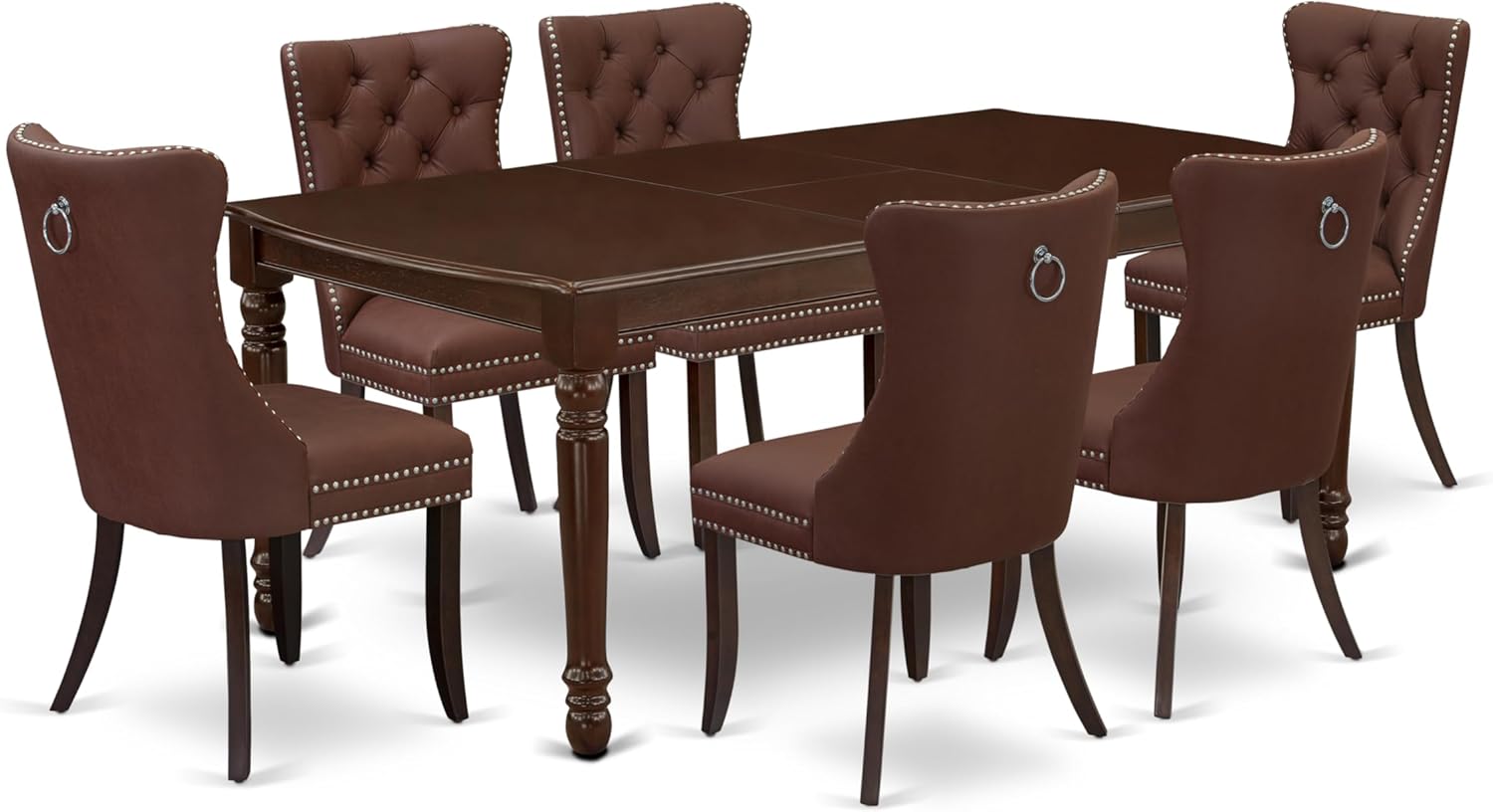 East West Furniture Dover 7 Piece Dining Room Set Consists of a Rectangle Wooden Table with Butterfly Leaf and 6 Upholstered Chairs, 42x78 Inch