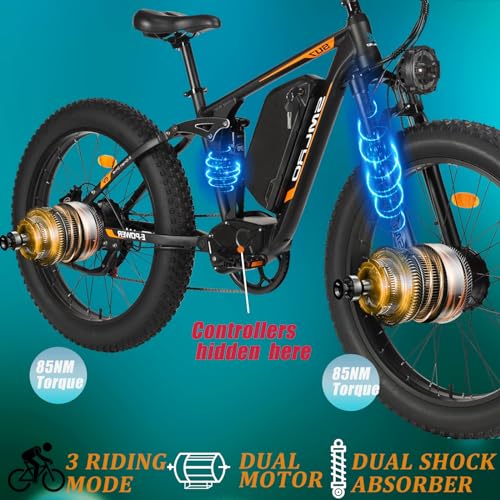 iRonthunder Electric Bike for Adults, Nexusrider Su7 2000W Dual Motor Electric Bicycle, 7 Speed 35MPH MTB