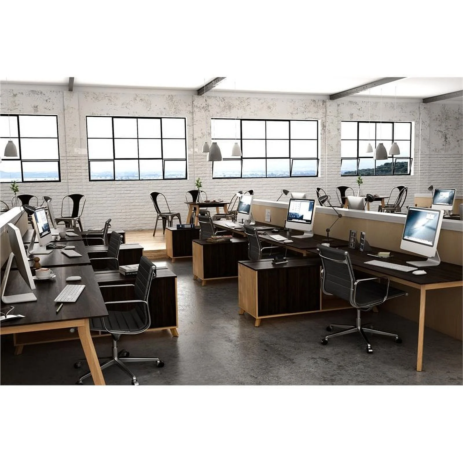 Ameriwood AX1 Commercial-Grade Square Meeting Table in Walnut